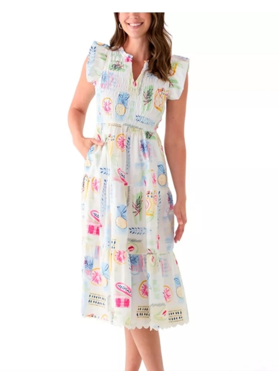 crown & ivy Dresses & Skirts - crown & ivy White With Colorful Fruit Dress 100%cotton